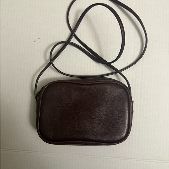 Vintage Perry Ellis America Burgundy and Green leather Crossbody Bag… - Picture 3 of 6